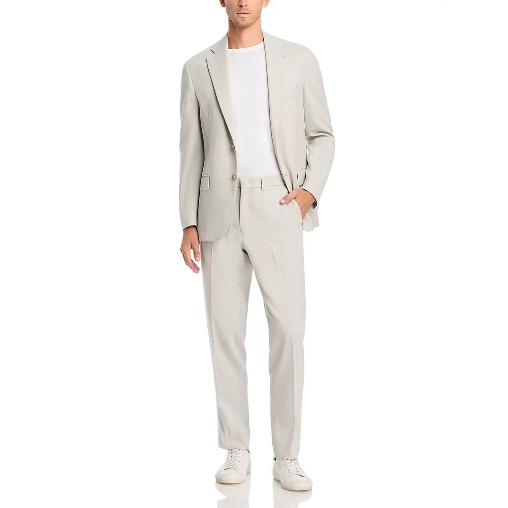 $916 NEW VINCE Mens 46R Stone Gray Wool 2 Piece Suit W/ Pants 36x37 (unfinished)